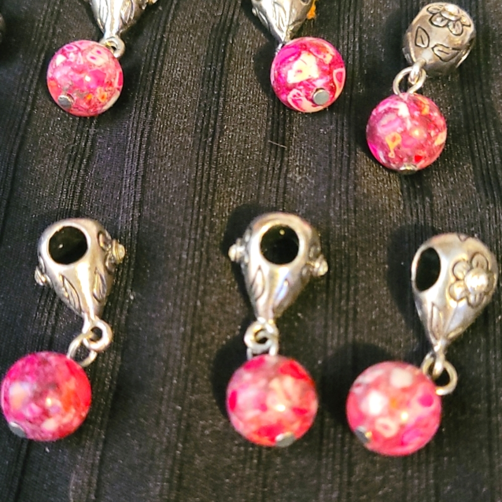 NEW- 10 Purple and Pink Large Hole European Beads